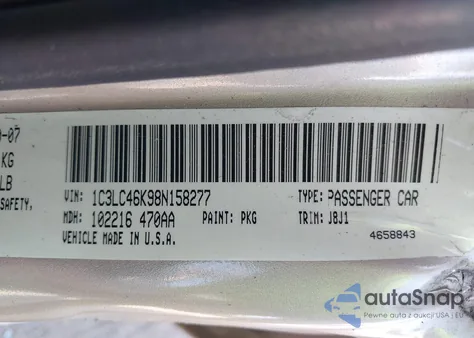 2008 Chrysler Sebring Lx from USA, damaged, VIN 1C3LC46K98N158277